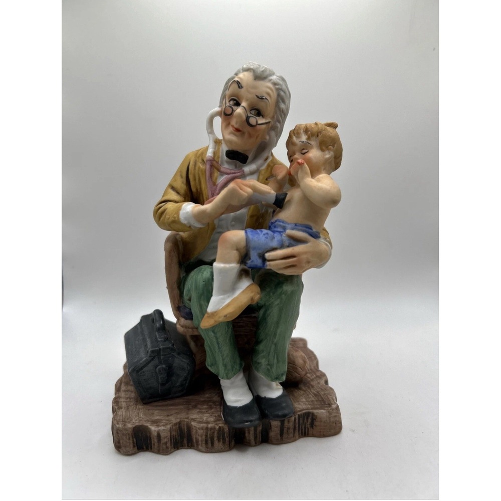 Lefton Geo Z Pediatrician Doctor & Child Porcelain Figurine 6‎ 3/4" Japan